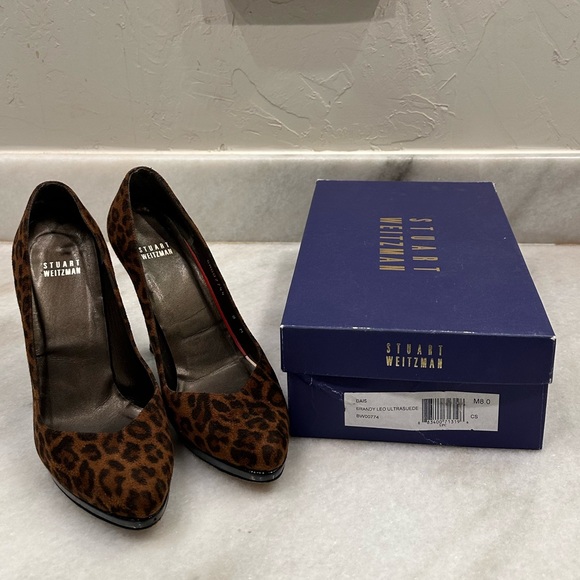 Stuart Weitzman Animal Print Heels - Brandy Suede Leo - Picture 7 of 7